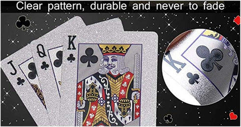 IvyMei 2 Pack Waterproof Dragon Playing Cards, Silver Foil Plastic PVC Poker Cards, High Flexible