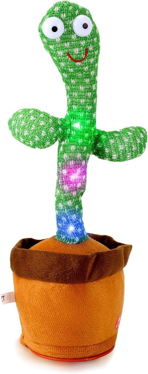 Dancing Cactus Interactive Toy, Talking Cactus with LED Lights, 60 Unique Songs for Kids, Rechargeable USB Cord Included