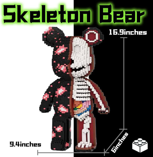 Set(16.9inches) Before Christmas Teddy Skeleton Bear Micro Building Blocks Christmas Ornaments Bear Building Blocks