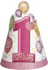 (1 Set) 1st First Birthday Pink Balloons High Chair Kit - | All-Inclusive Decor Bundle with Flag Banner, Floor Mat