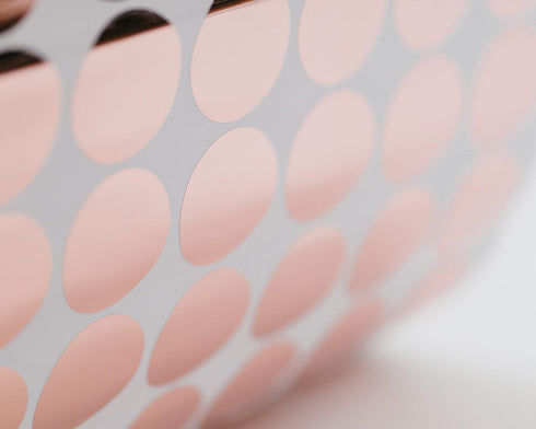 PapaKit Large Round Polka Dot Confetti Wall Decal for Baby Nursery, Safe Removable Adhesive (Rose Gold Metallic)