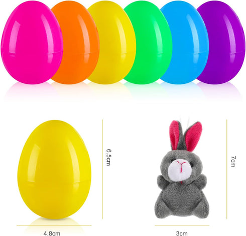 12 Packs BILLMOSS Prefilled Easter Eggs with Mini Plush Toys, Easter Basket Stuffers Party Favors for Kids Easter Eggs