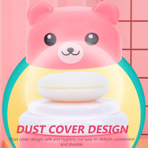 OSALADI Baby Powder Bottle: Cartoon Bear Powder Puff Box, Infant Loose Powder Box with Puff, Talcum Powder Container