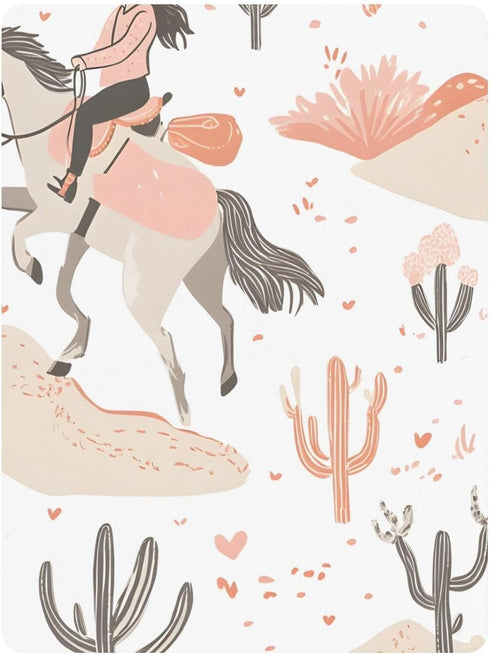 YETTASBIN Pack 28 52 Cartoon Cowgirl Natural Cotton Fitted Crib Sheet, Extra Soft Play Sheets Breathable Nursery