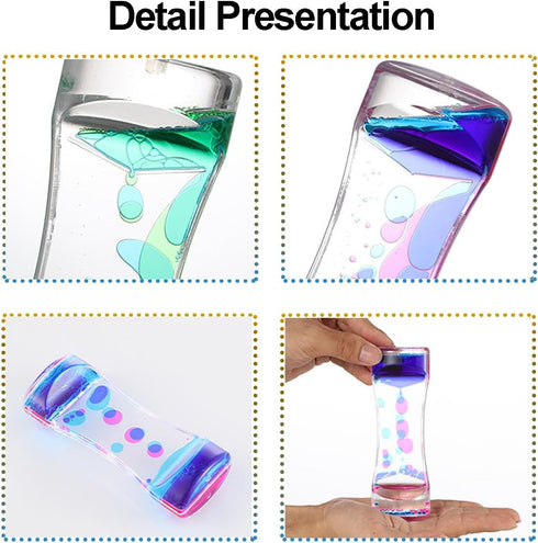 12 Pack SUNPROUND Liquid Motion Bubbler Sensory Toys, Liquid Timer Desktop Colorful Hourglass Liquid Bubbler, Small