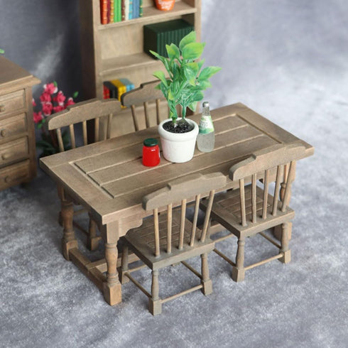 1:12 LOGOFUN Dolls House Miniature Wood Table Mini Wooden Table Model Scale Tiny Dining Table for Doll House Kitchen