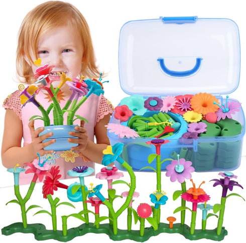 BIRANCO Flower Garden Building Set, 138 PCS Fun Stacking Toys for Toddlers Age 3-6, Educational STEM Gardening Gift