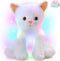 Houwsbaby LED Glowing Kitty Plush Toy - Light Up Cat Stuffed Animal, Night Lights Birthday Present for Kids, White, 12''
