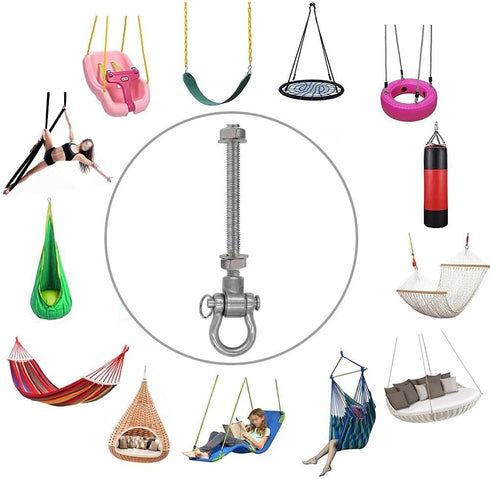 4 Heavy Duty Bearing Swing Hanger, Permanent Anti-Rust (10mm) 180° Swing, 1500 LB Capacity for Yoga Swing Hammock Chair