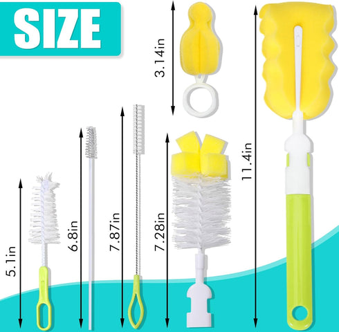 6-Piece Set 2PCS 2PCS Baby Bottle Cleaning Brush Detachable Sponge Bottle Brush, Nylon Milk Bottle Brush, Nipple Brush