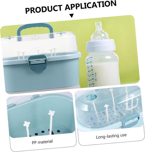 NUOBESTY Baby Bottle Drying Rack with Cover Portable Nursing Bottle Storage Box Baby Bottle Holder Dinnerware Organizer