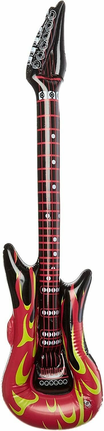 (3 Pack) 42". Zugar Land Red Hot Fiery Flame Rock Inflatable Guitar Rock Star Style. Vinyl.