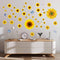 Sunflower Wall Stickers with 3D Butterfly, Removable Yellow Flower Wall Decals, Waterproof Mural for Nursery Kids