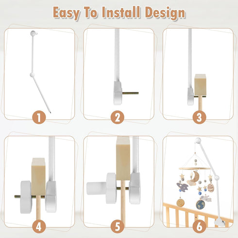 Abizarch 27inch Baby Crib Mobile Arm, Wooden Crib Mobile Holder, Angle Height Cot Mobile Arm, Crib Mobile Bed Bell