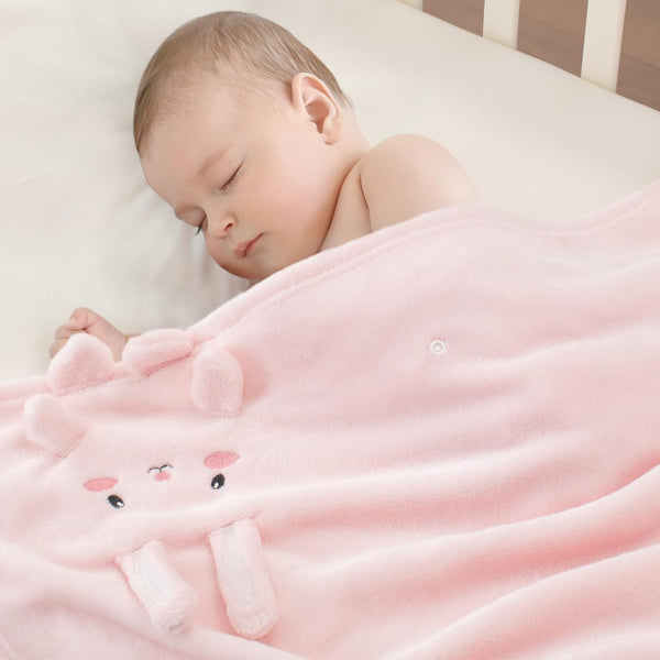 Baby Blanket, Foldable Rabbit Shape Plush Blanket, Super Soft Warm Breathable Receiving