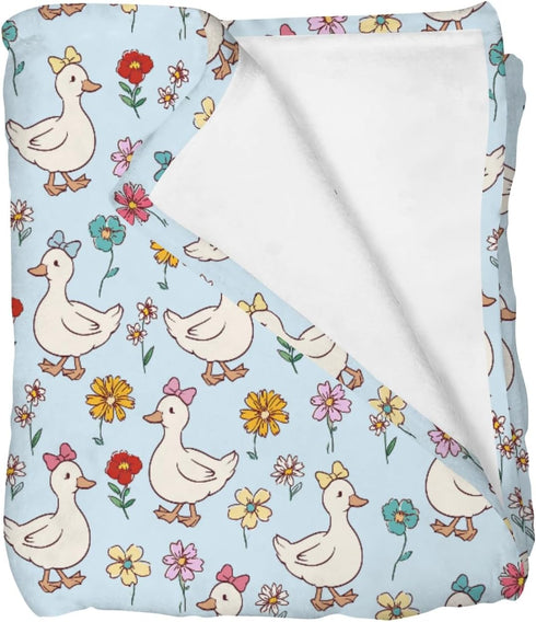 Selgkds Cute Geese Boho Flowers Baby Blankets for Girls Boys Infants Toddler Crib