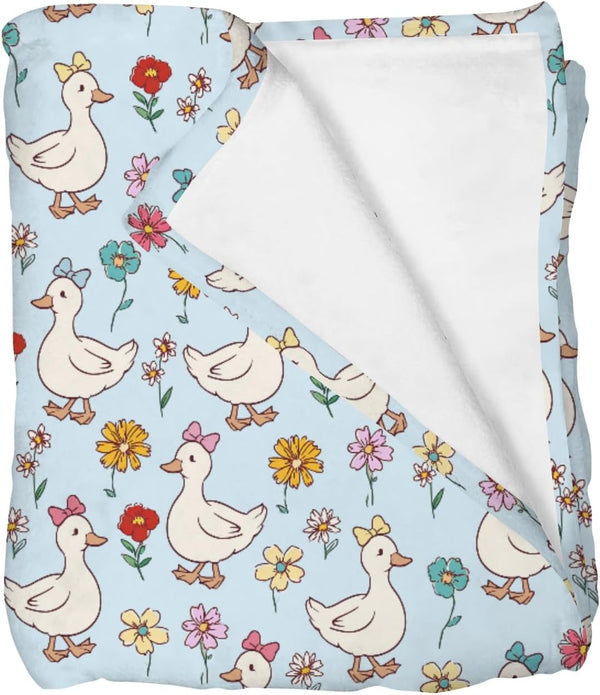 Selgkds Cute Geese Boho Flowers Baby Blankets for Girls Boys Infants Toddler Crib
