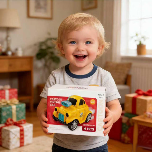 IOMDRWU 1-3, 6-9-12-18 1st 1-2 Inertial Push and Go Cartoon Car Toys for Toddlers Friction Powered Race Vehicles