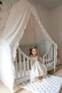 Wonder Space Elegant Kids Bed Canopy - Lace Chiffon Netting with Pom Pom, Princess Girls Fairy Dream Tent, Nursery Room