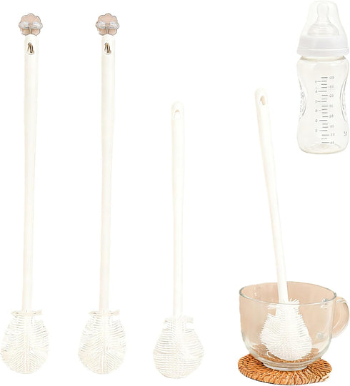 CXY 4PCS 360 Flexible Silicone Bottle Brush with Long Handle Soft Bristle Baby