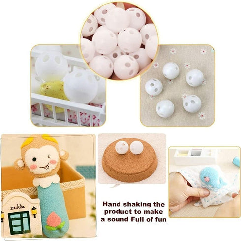 10 Pcs White Rattle Balls Inserts for Rattle Box Repair, Noise Maker Insert Rattle Toy for Animal Puppet Doll Baby Pet