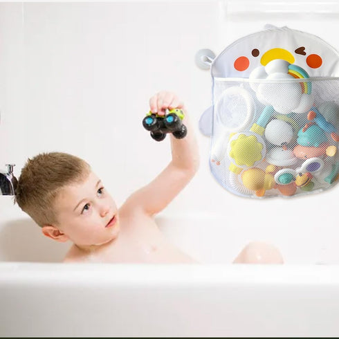 Mesh Bath Toy Organizer, Hanging Mesh Bathtub Toy Holder with 2 Suction Cups for Kids and Baby