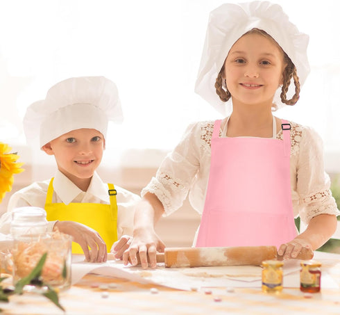 Morcheiong 8/12/24 Pack Adjustable Kids Apron: Toddler Apron with 2 Pockets for Baking and Painting