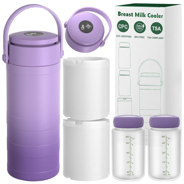 visvold Portable Breast Milk Cooler with Touch Temperature Display, Milk Chiller with 2x9.5oz