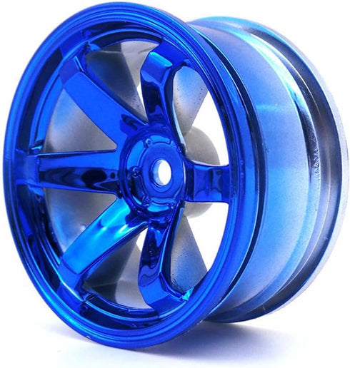 4PCS 1:10 RC Tires and Plastic Wheels Rims for On Road Touring Racing Drift Car, Traxxas HSP HPI (Blue)