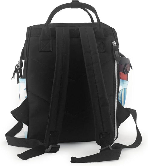 HCBPWVQA Backpack Daypacks Backpack Mommy Blue Hot Air Balloon Diaper Bag with Changing Pad and Pacifier Holder