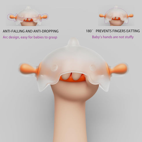 6-12 Baby Chew Toy for Months One-Piece Liquid Silicone Teether, No Glue No Gaps, Easy-Grip Dinosaur for On-the-Go