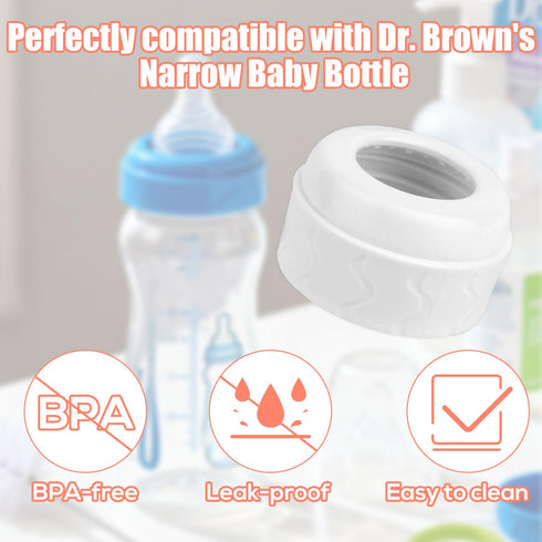 PEUTIER 6pcs 4oz 8oz, Replacement Bottle Nipple Collars Rings for Dr. Brown's Narrow Plastic & Glass Bottles & No Leak