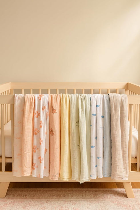 SUNSHINE & SNUGGLES 100% 2- Pack Soft Cotton Swaddles for Newborns, - Large, Breathable Baby Blanket - Versatile
