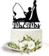 YzYbuaego Black Fishing Wedding Cake Topper, Mr & Mrs, Fishing Theme for Wedding/Engagement/Bridal Shower