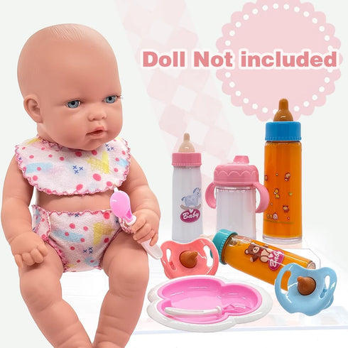 Linkyloop Set 11 Playset set 3+ Baby Doll Accessories Magic Bottle - Pieces Doll Feeding Pretend with Disappearing Milk