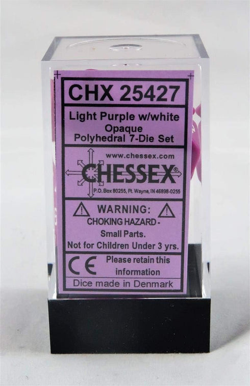 Chessex CHX25427 Opaque Light Purple/White Dice Set, Multicolor