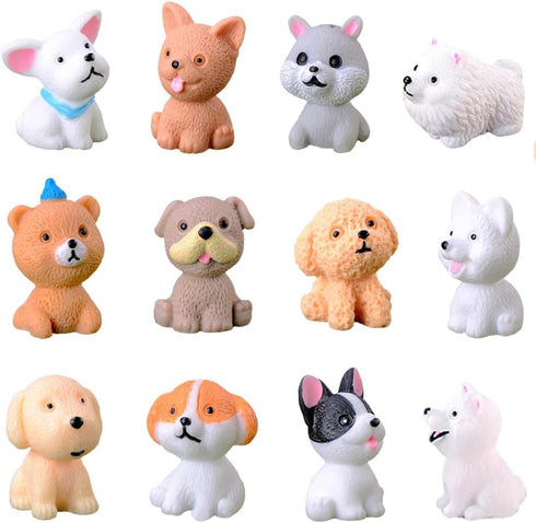 12 Pcs Dog Figures for Kids, Animal Toys Set Cake Toppers, Dog Figurines Collection Playset