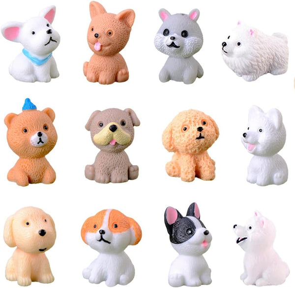 12 Pcs Dog Figures for Kids, Animal Toys Set Cake Toppers, Dog Figurines Collection Playset