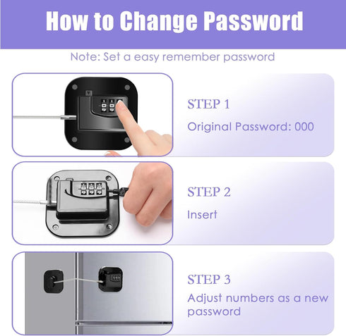 4PCS Self-Adhesive Refrigerator Lock Combination, Child Safety Locks for Kitchen Freezer Door with Password (Black)