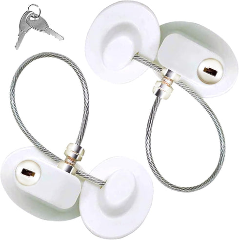 Fridge Lock with Key, Mini Refrigerator Door Lock, Baby Proofing Child Safety Lock with Strong Adhesive, 2-Pack