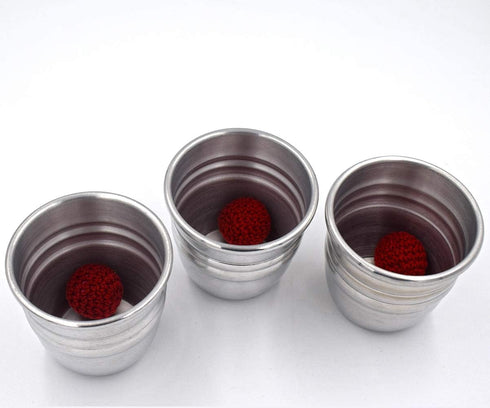 Magic Cups and Balls - Professional Performance Grade Polished Aluminum Cups and Knitted Balls Included