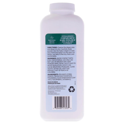Natural Sense 9oz Plant-Based Hypoallergenic Cornstarch Baby Powder with Aloe Vera & Vitamin E