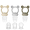 PandaEar 3 Pack Baby Fruit & Food Feeder Pacifier, Silicone Feeder with 3 Sizes Pouches, BPA-Free - Tan/Grey/Brown