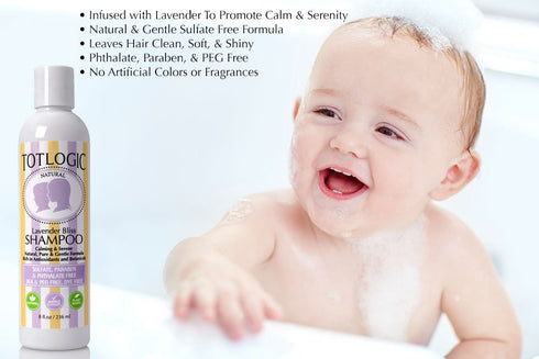 TotLogic Sulfate Free Baby Shampoo- Lavender Bliss Hair Care, 8 oz, No Phthalates, No Formaldehyde, Infused With Natural Antioxidants and Botanicals