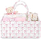 Shinylin Diaper Caddy Organizer with Pink Bow Portable Nursery Storage Basket with Handles