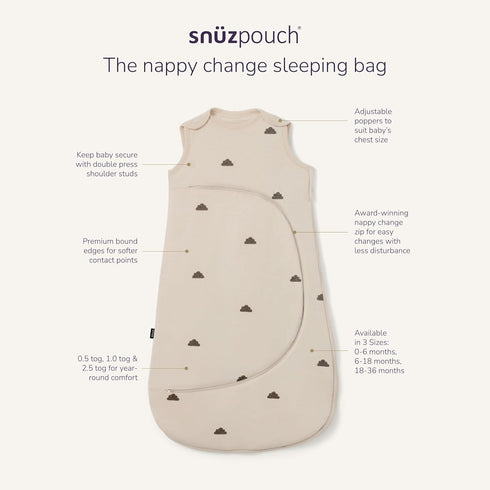 Summer 1 6-18M Snuz Baby Sleep Sack with Diaper Zip - Baby Sleeping Bag for Easy Diaper Changes, Super Soft Cotton