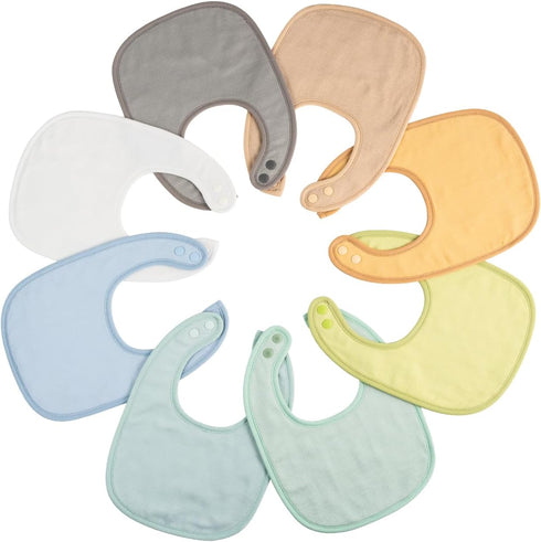 Tiny Twinkle 8 Pack Baby Feeding Bibs - Waterproof and Absorbent Infant Drool and Feeding Bibs