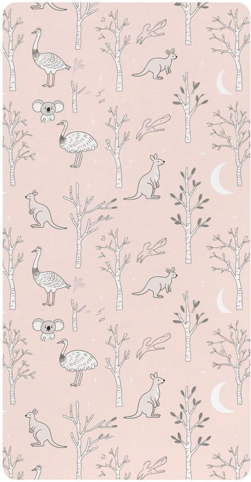 miaozhen Cotton Baby Crib Sheets for Boys Girls Soft Comfy Animal Kangaroo Rustic