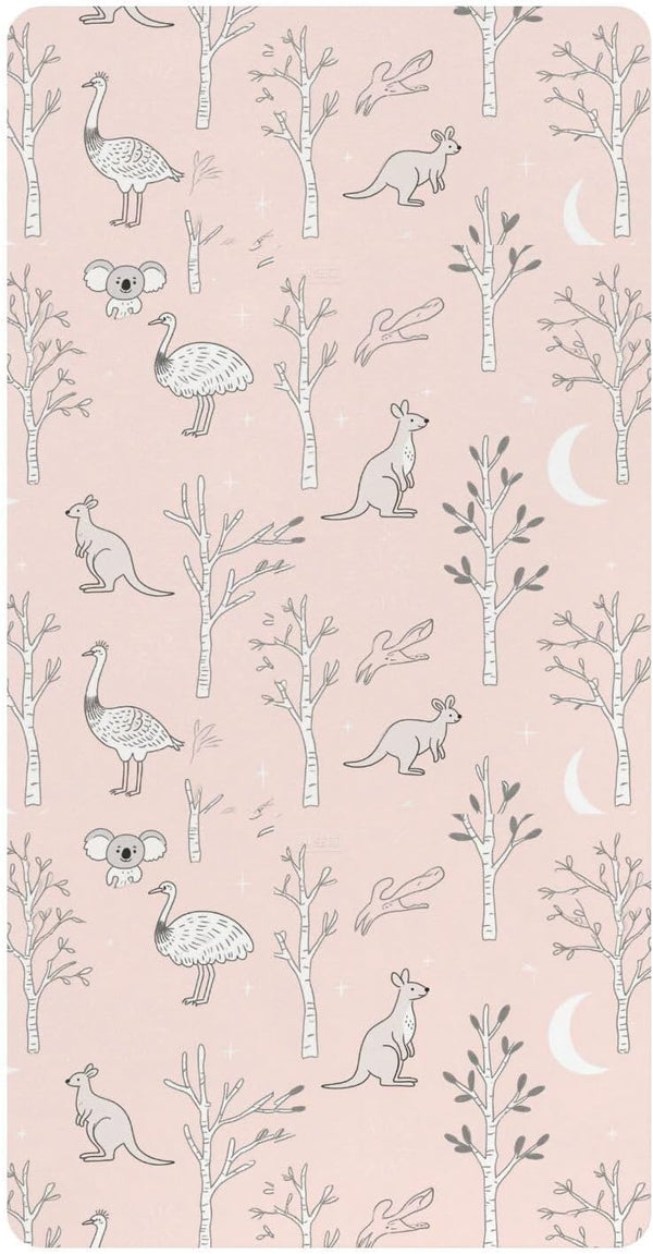 miaozhen Cotton Baby Crib Sheets for Boys Girls Soft Comfy Animal Kangaroo Rustic