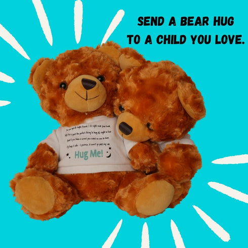 10" Penned Teddy Bear with Hug Me T-Shirt, Brown Bedtime Teddy, Gift for Emotional Support, Calm Children